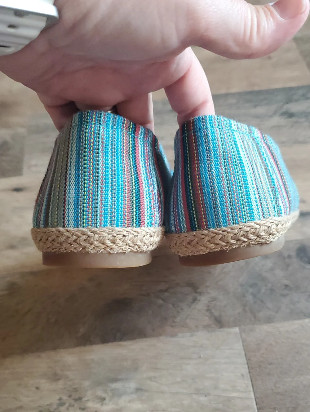 Aetrex Striped Espadrilles in Teal, Blue, Pink, and Tan